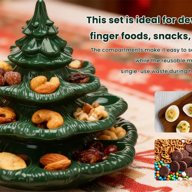 Devil Egg Christmas Tree Plate Plant Shape Egg Holder, Party Tableware, Home Decor Ornament, One Box Per Pack, Ca Prop 65 Compliant