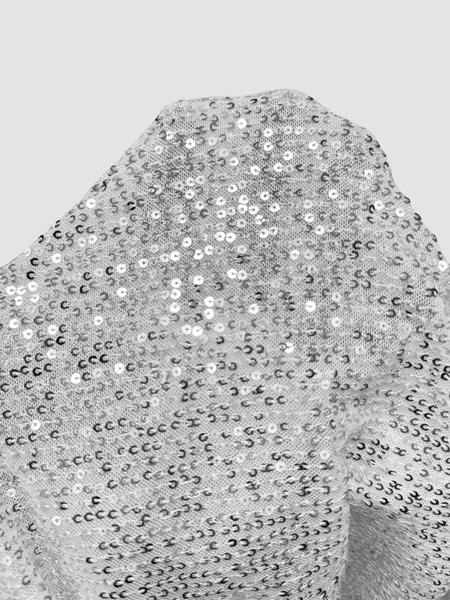 Women's Sequined Sheer Long Sleeve Button Shirt, Elegant Blouse for Parties & Daily Wear, Stylish Women's Clothing