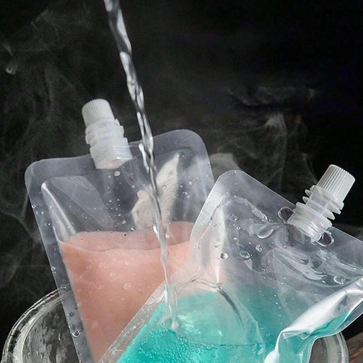 10-Pack Reusable Hidden Plastic Drink Bags, Leak-Proof Storage Pouches, Transparent Plastic Bags, Ideal for Beverages, Yogurt, Travel Use