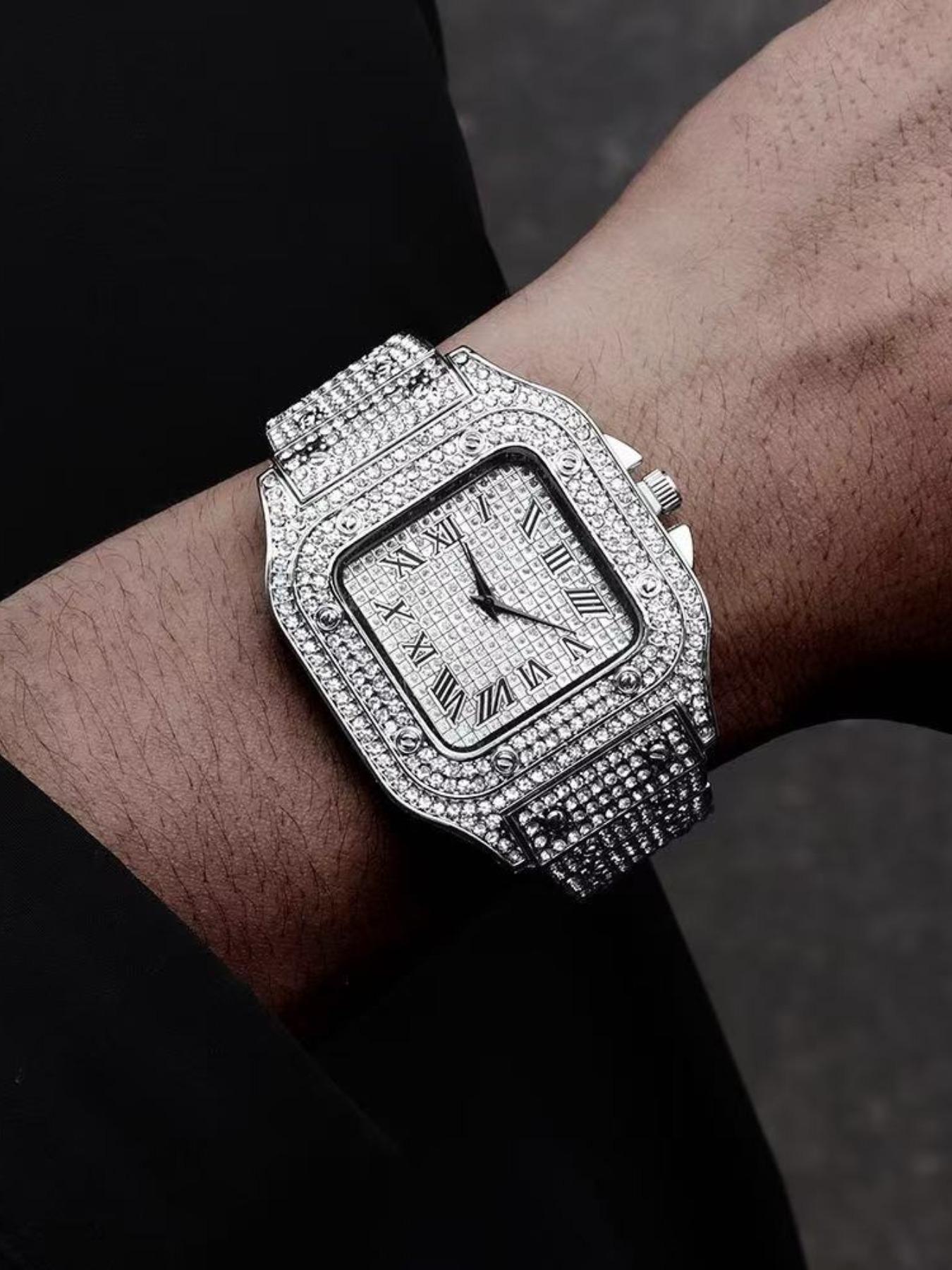 Men's Casual Fashion Quartz Watch, Elegant Square Dial Rhinestone Decorated Alloy Case Wristwatch, Classic Simple Fashion Street Style For All Seasons, Black Friday Deal Watch Suitable For Casual Business Wear, Birthday Christmas Gift Men's Casual Fashion Quartz Watch, Elegant Square Dial Rhinestone Decorated Alloy Case Wristwatch, Classic Simple Fashion Street Style For All Seasons, Black Friday Deal Watch Suitable For Casual Business Wear, Birthday Christmas Gift