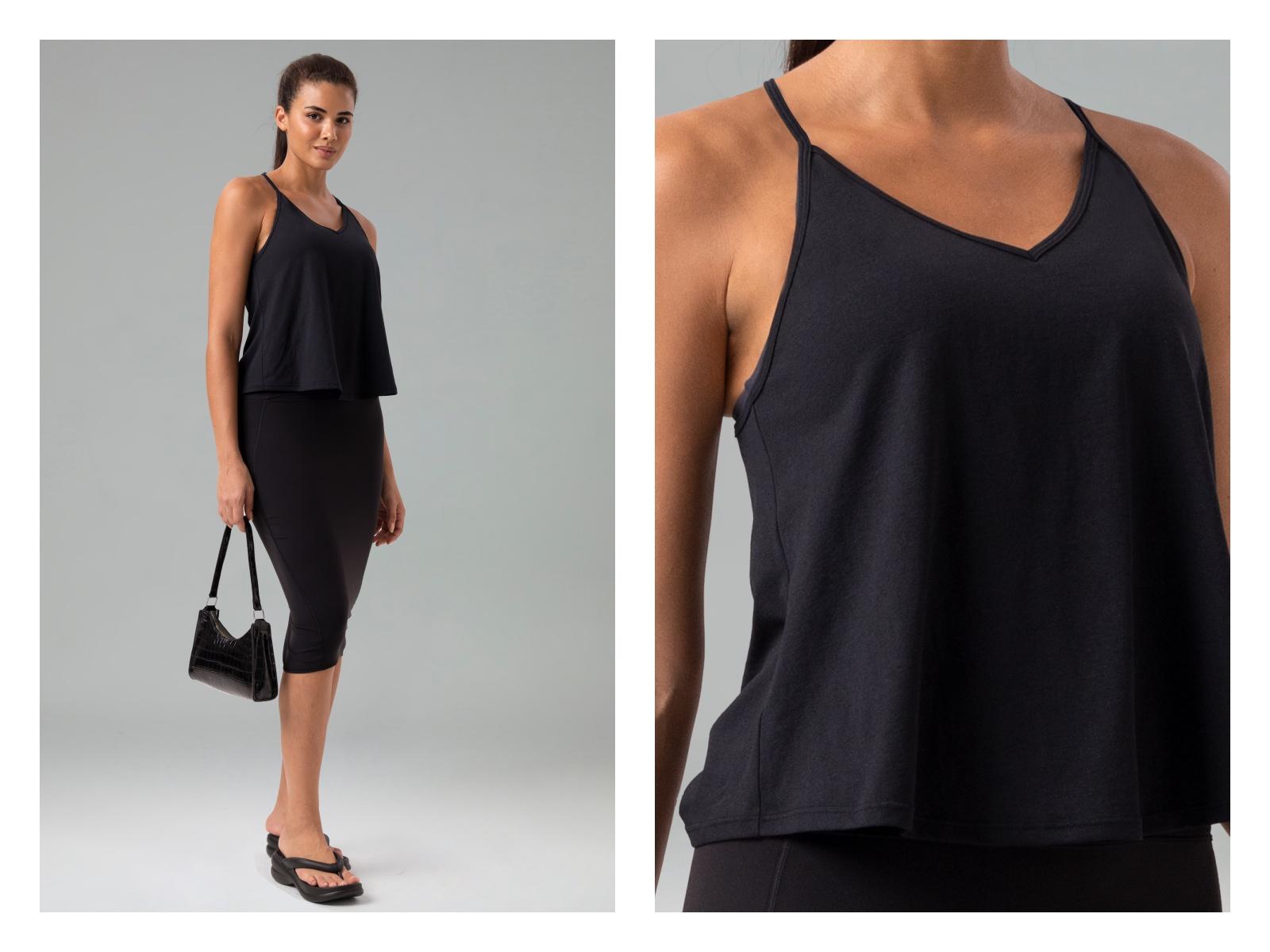 Colorfulkoala Women's V-Neck Backless Tank Top Loose Fit with Back Twist Sorona Eco Fabric Activewear Casual Look