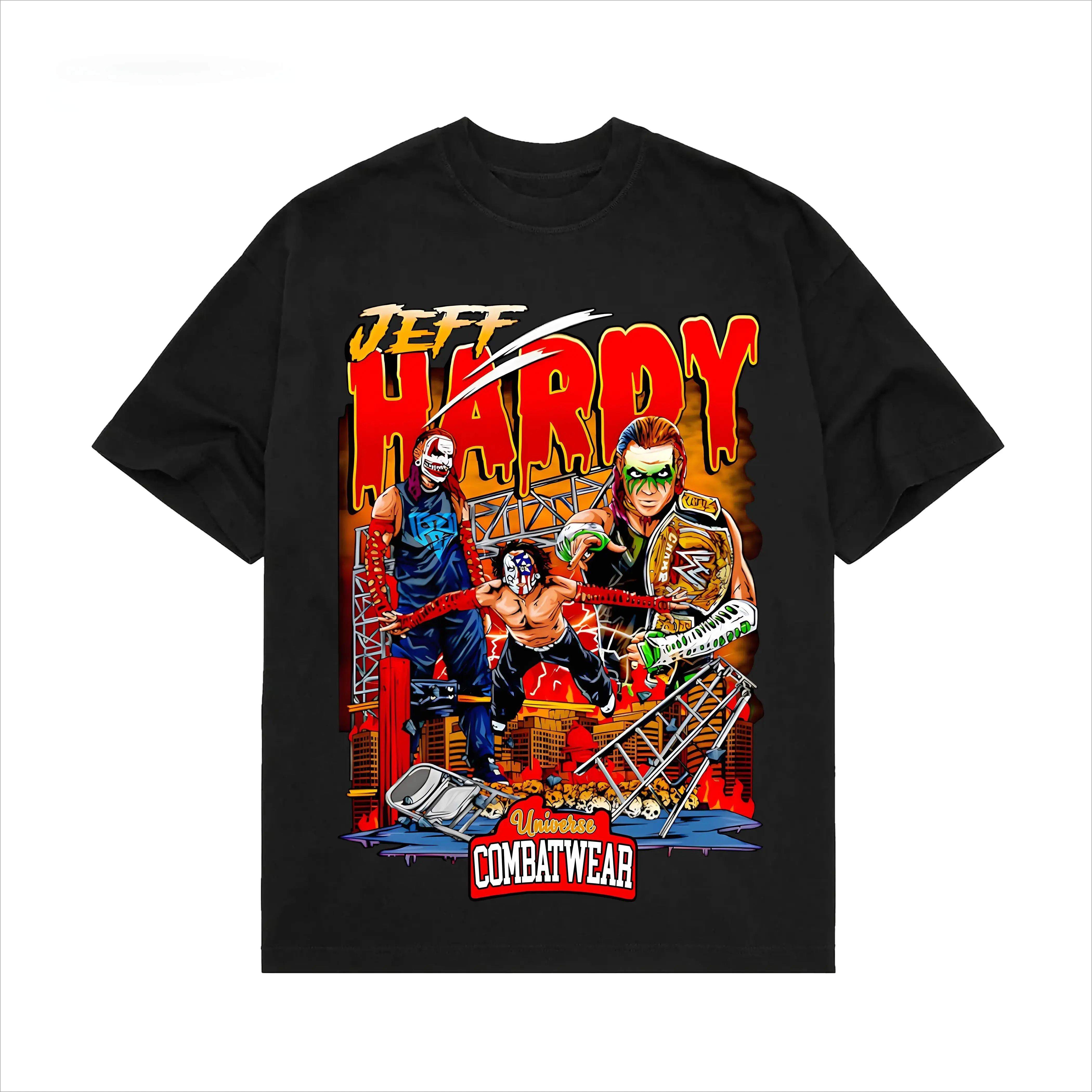 JEFF HARDY WWE SKYLINE CARTOON ART TEE, Wrestling Tee, Wrestling Graphic Tee, 2026 Wrestler Shirt, Sports Shirt, Wrestling Fan Gift