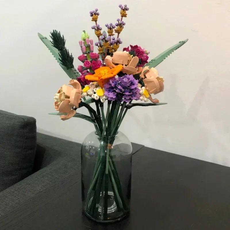 756 pieces of 10280 romantic flower bouquet decorative building blocks, suitable for girlfriends' birthdays, Christmas parties gifts