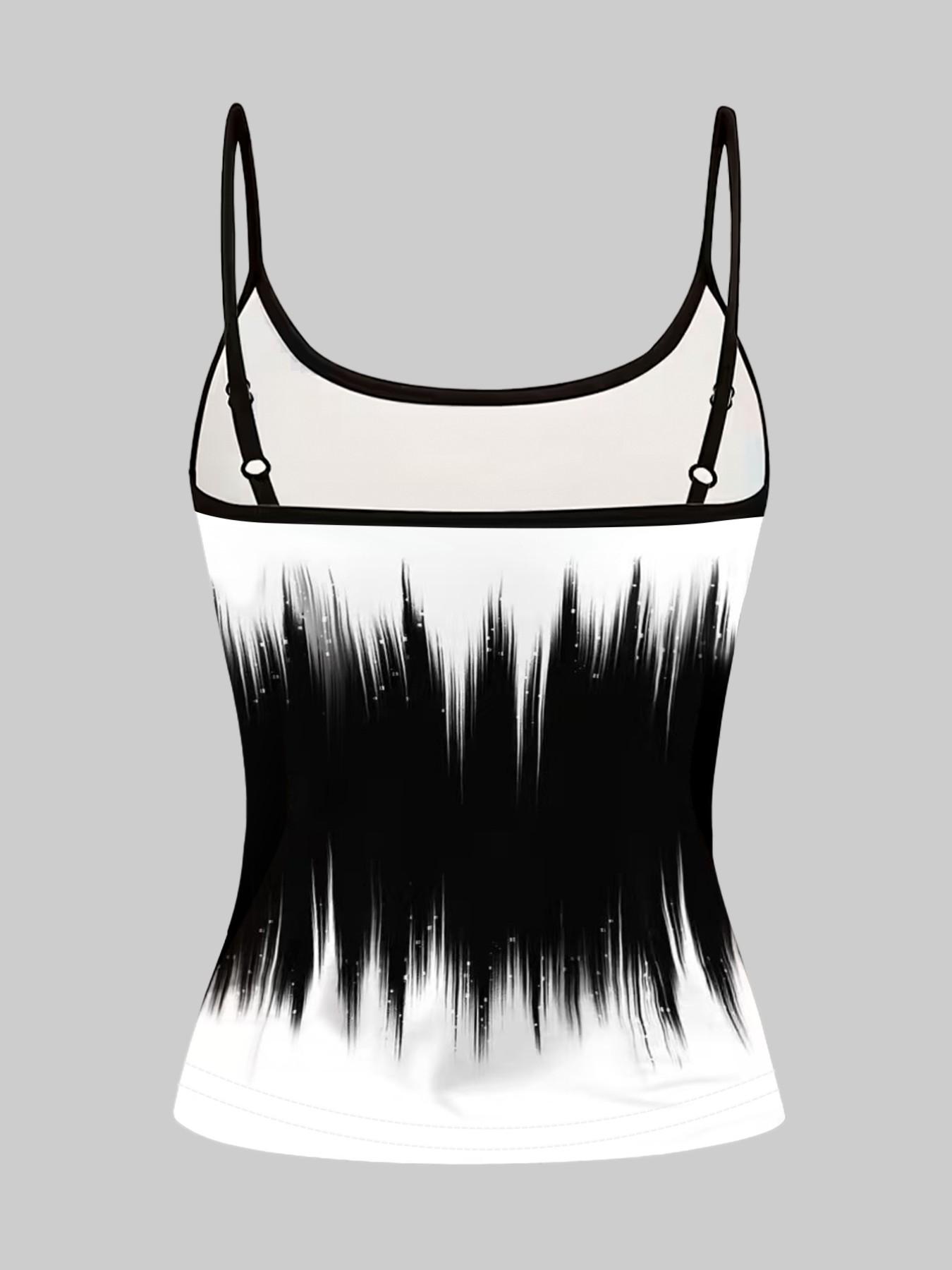 Simple Butterfly Line Print Adjustable Straps, Casual Sleeveless Slim-Fitting Top, Three-Piece Set for Home and Outdoors