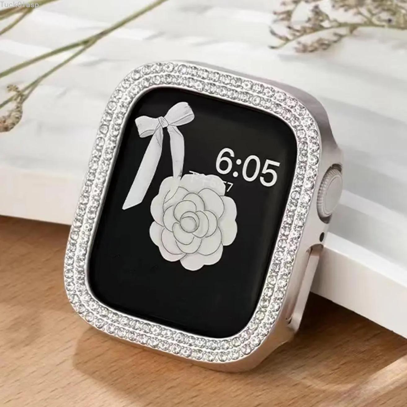 Shiny Rhinestone Hollow‑Out Protective Case for Apple Watch, Fits 38‑49mm Series Ultra SE 10 9 8 7 6 5 4 3 2 1, Sparkling Stylish Smartwatch Protector for Men Women