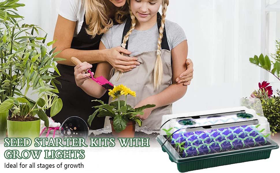 Seed Starter Tray Set, Seed Germination Kit with 40/80/160 Cells, USB Powered LED Grow Light with Smart Timer & 3 Modes, Durable Growing Tray, Suitable for Indoor Greenhouse #GLOBAL PICKS