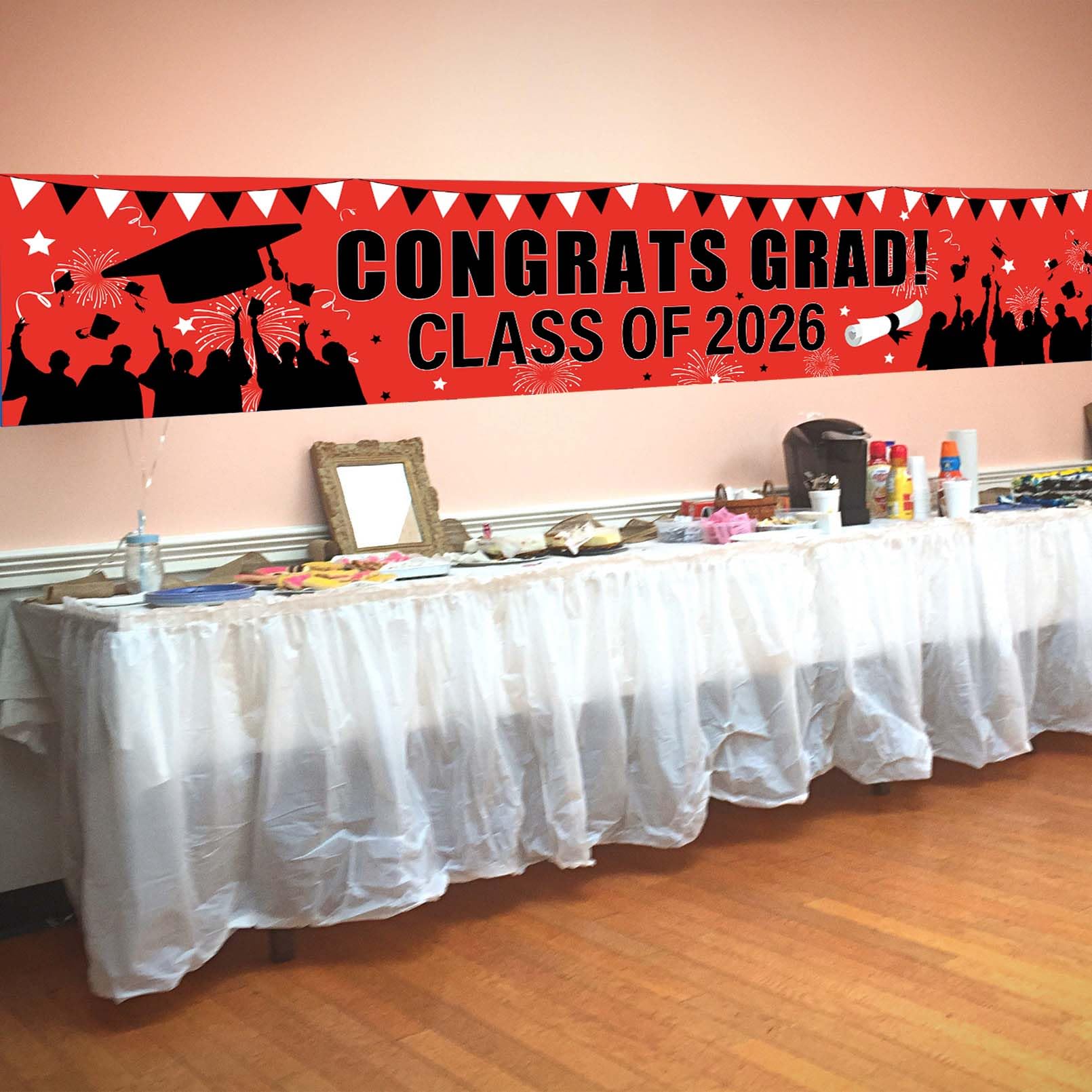 Large Celebration Graduation Banner, Red and Black, Class of 2026, Banner Background, 2026 Graduation, Yard Sign, Graduation Party Supplies and Decorations, Graduation Decorations, 2026