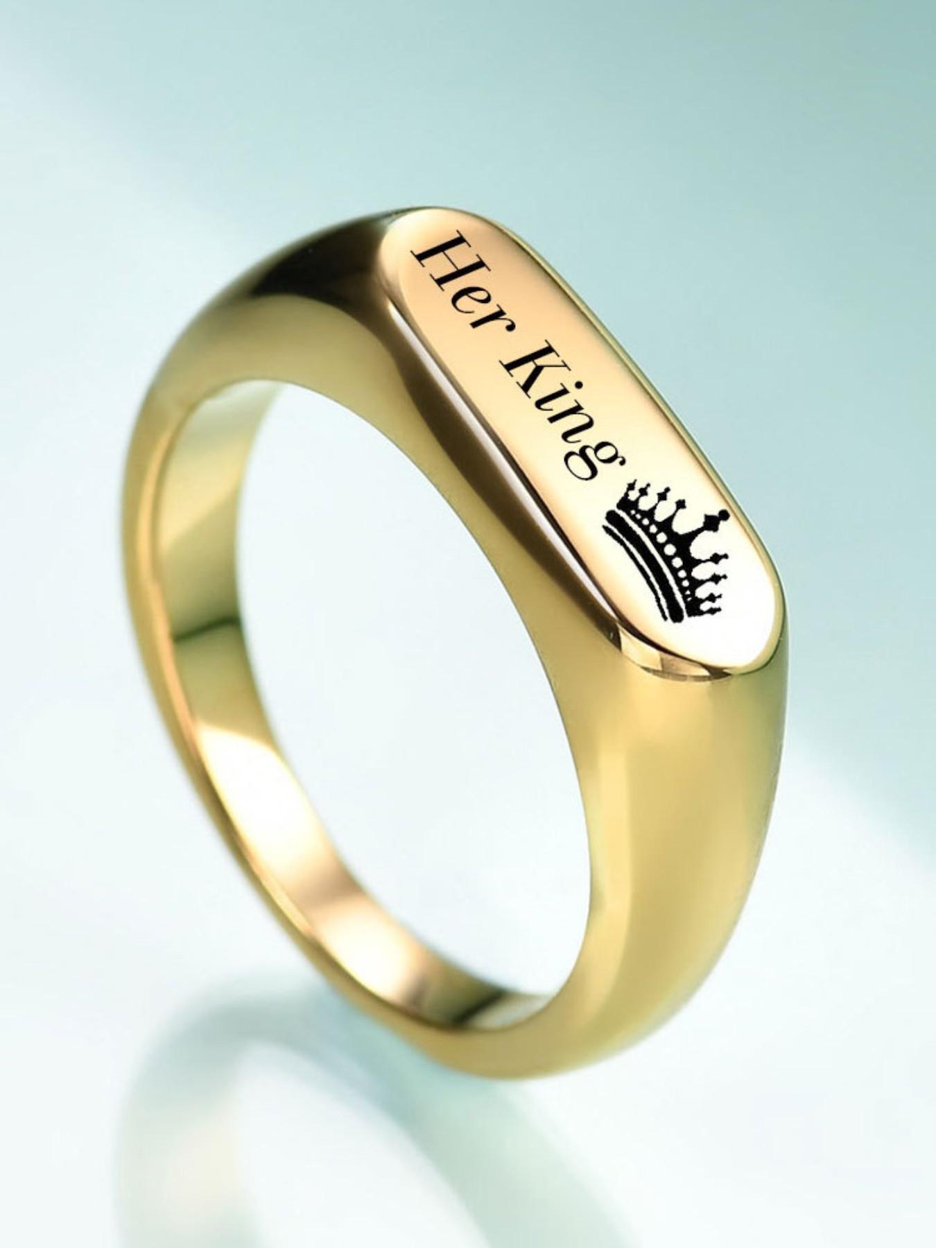 6mm Oval Cast Rectangular Her King His Queen Crown Couple Rings, Elegant Jewelry for Couples, Perfect Gift Idea