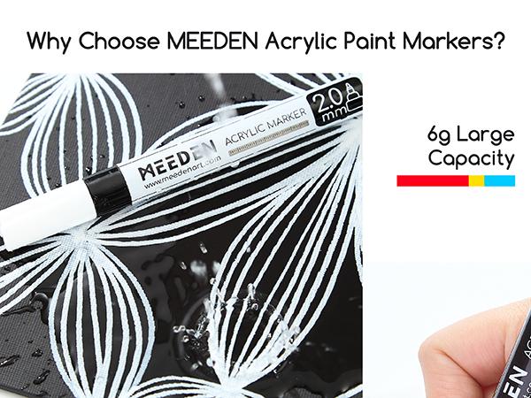 MEEDEN Artist Black & White Paint Pens - 10 Replaceable Tips & 1 Tweezer Acrylic Markers for Visible Large Capacity - Water-Based Quick Drying Paint Markers for Wood, Metal, Rock Painting, Canvas