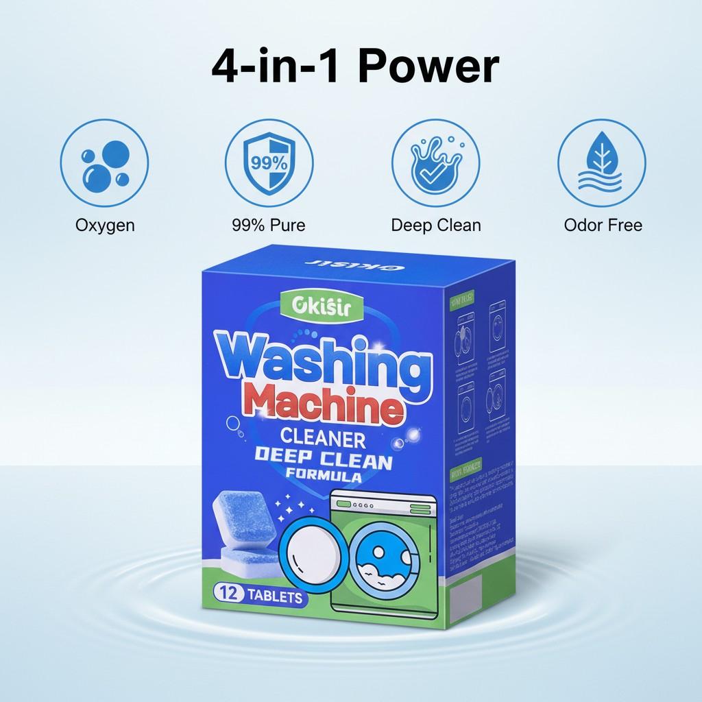 Washing Machine Cleaner, Time-Release Dissolving Technology, Scale Removal & Stain Removal, Solid Detergent, Household Cleaner