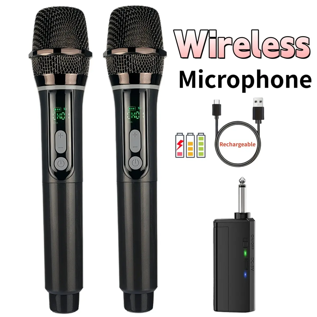 New Wireless Microphone Single and Dual Mic, Rechargeable Long Battery Life, With Echo Function, Adjustable Echo and Volume