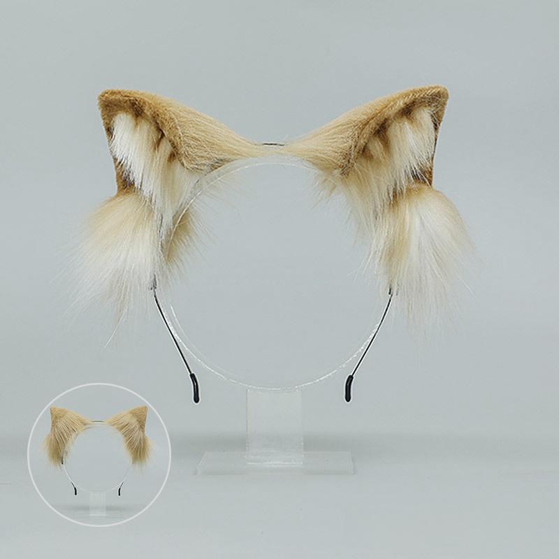 Tiger Spot Cat Ears Furry Tail Women Girls Lolita Animal Ears Hair Hoops Plush Tail Cosplay Costume Accessories