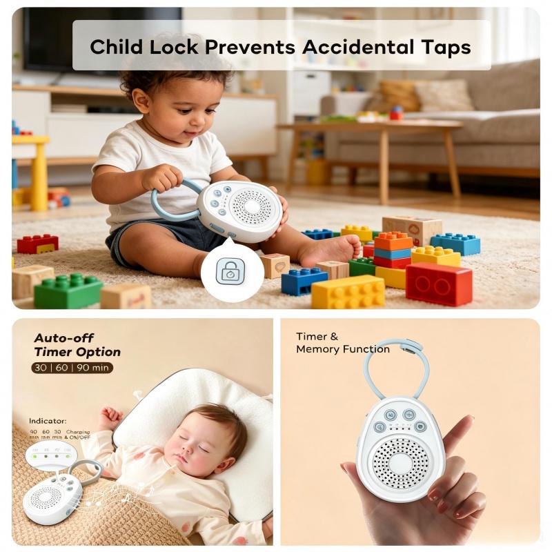 Portable Sleep Aid White Noise Machine - 1000mAh Rechargeable Battery & USB Powered, 20 Soothing Natural Sounds, Mini Portable Sleep Speaker, Noise Canceling Sleep Device for Office, Home & Travel with Timer and Memory Functions