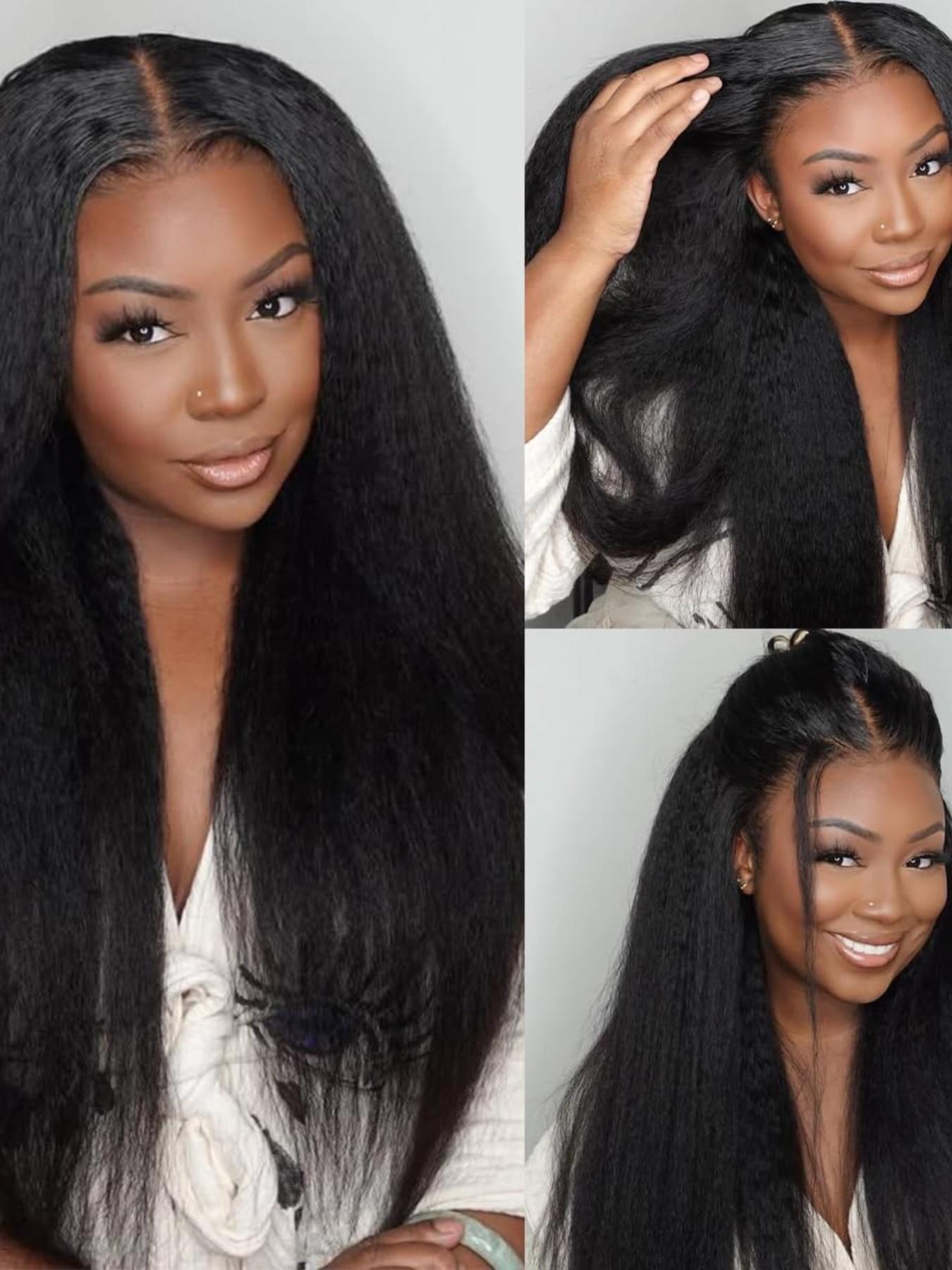 1PC R6-RIKS Natural Black Kinky Straight Human Hair Bundle, Brazilian Hair Weave