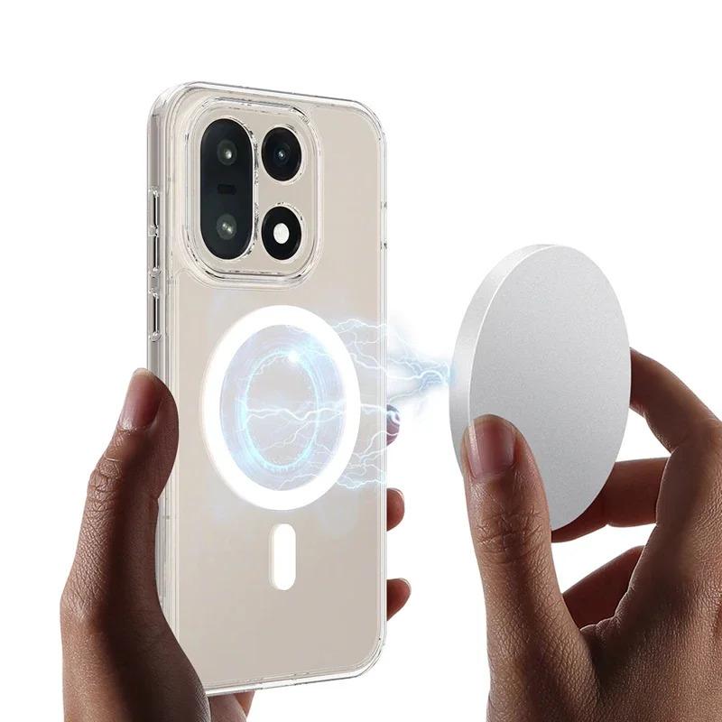 For OnePlus 15 Case ELVEV Magnetic Anti-fingerprint Hard PC TPU Transparent Phone Cover