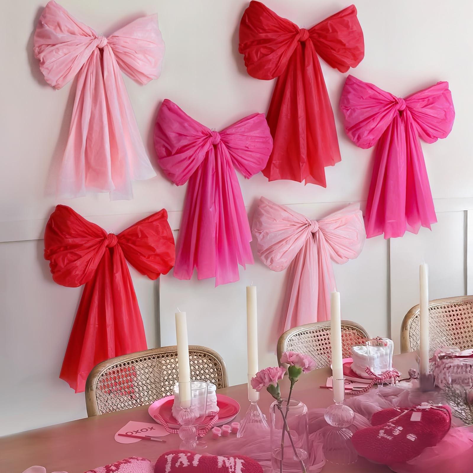 Valentine's Day DIY Decoration Set, Giant Wall Bow Decorations, Hanging Butterfly Knots for Home, Bedroom, Kitchen, Party, Office, Home Decor Ornaments