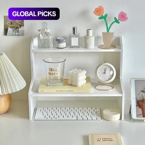 Double-Layer Storage Rack, Desktop Organizer Shelf, Multi-Functional Desk & Makeup Supplies Holder, Multi Purpose Organizers, Desk Accessories for Home and Office Use #GLOBAL PICKS