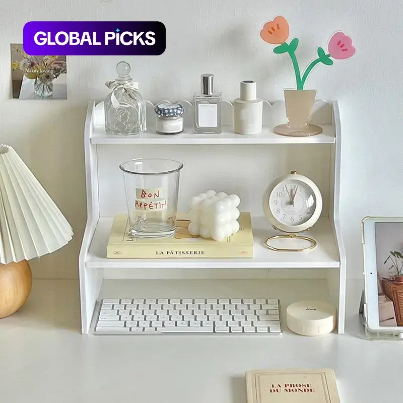 Double-Layer Storage Rack, Desktop Organizer Shelf, Desk Organizer Supply, Desktop Table Organizer for Student Dormitories, Multi-Functional Desk & Makeup Supplies Holder, Office Desk Accessory, Desk Accessories for Home and Office Use #GLOBAL PICKS