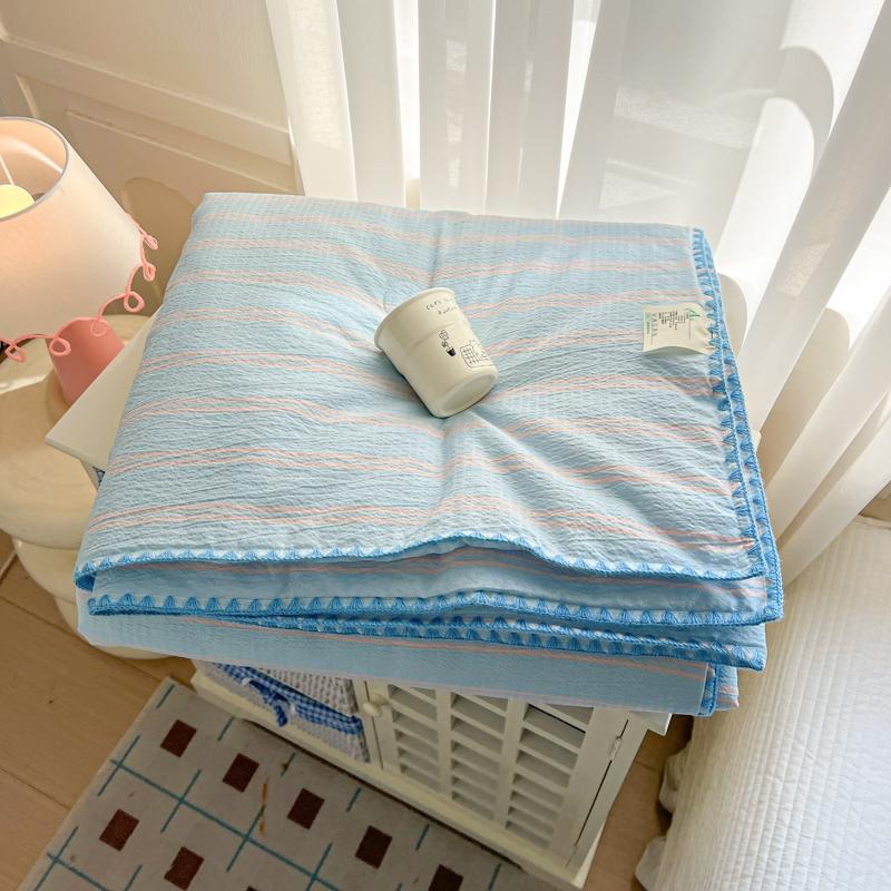 1pcs Summer Quilt, All Season Bedding, Soft Striped Cooling Blanket, Multiple Colors and Sizes, 150x200/200x230, Bedroom Office Living Room, Machine Washable Quilt