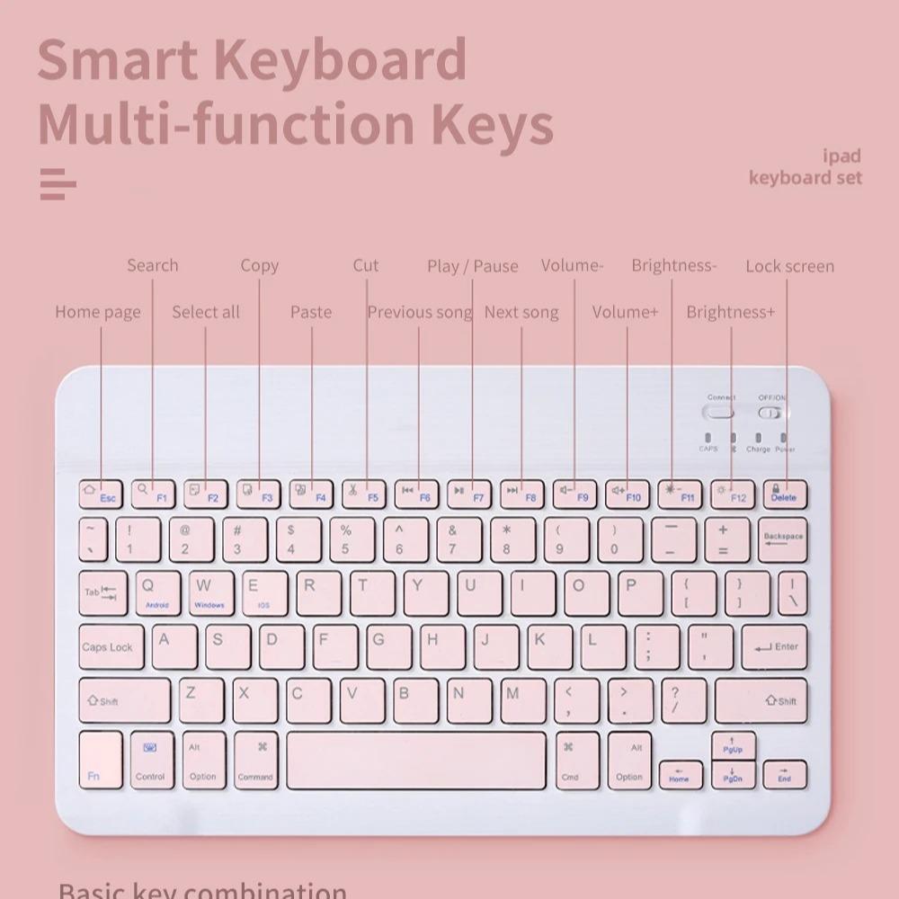 Slim Wireless Keyboard and Mouse for iPad/tablet(iOS/android/PC), Bluetooth-compatible Rechargeable, Ambidextrous Design, Portable Compact Combo