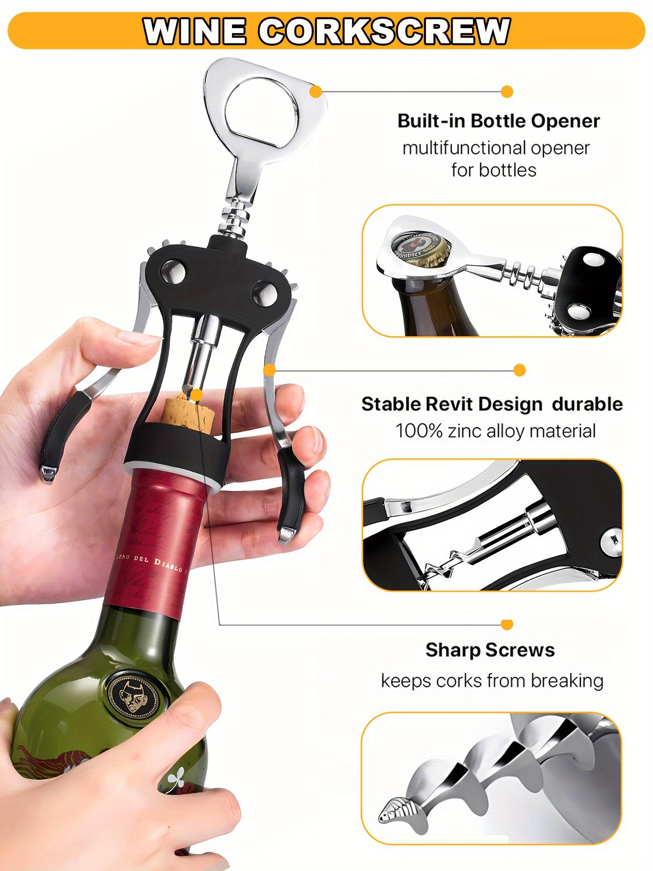 Wing Corkscrew 4Pcs Set Multifunctional Wine Beer Bottle Opener Stainless Steel Kitchen Bar Gadget