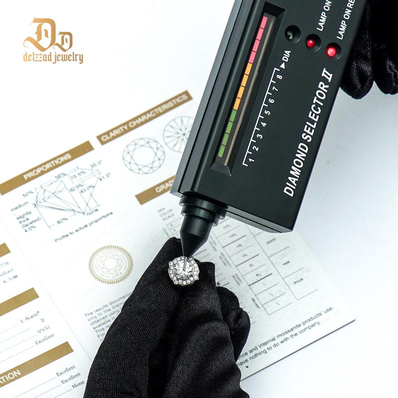 Delzzad 18K Gold-Plated Luxury Earrings Round VVS Synthetic Moissanite S925 Stud Earrings Jewelry Perfect Birthday Mother’s Day Christmas Gift for Men Women Wedding Set