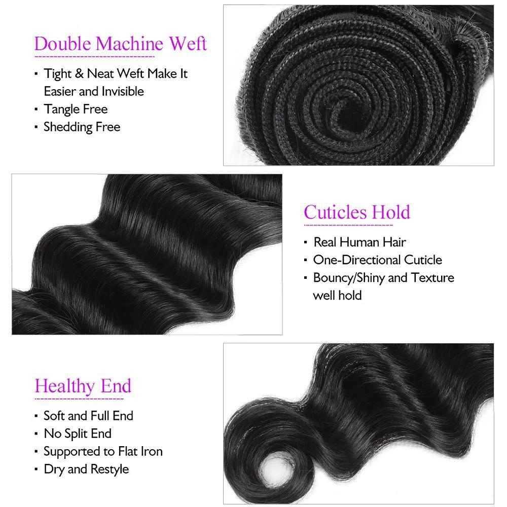 Ama Loose Deep Wave Bundles With Closure 4x4 inch Human Hair Bundles With Closure 3/4 Bunldes With Closure SpringStatements