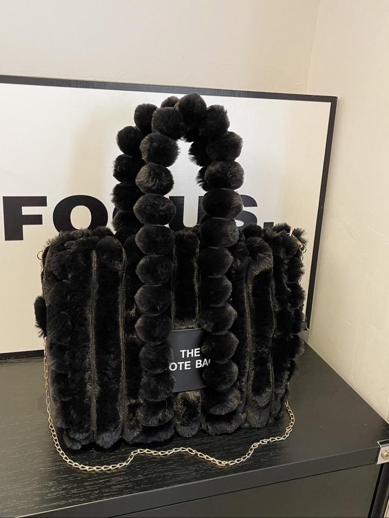 Plush Satchel Handbag for Women, Fall & Winter Fashion Accessory, Soft Plush Design Ideal Gift, Daily Use Casual Style Bag, Handheld Bag Purse