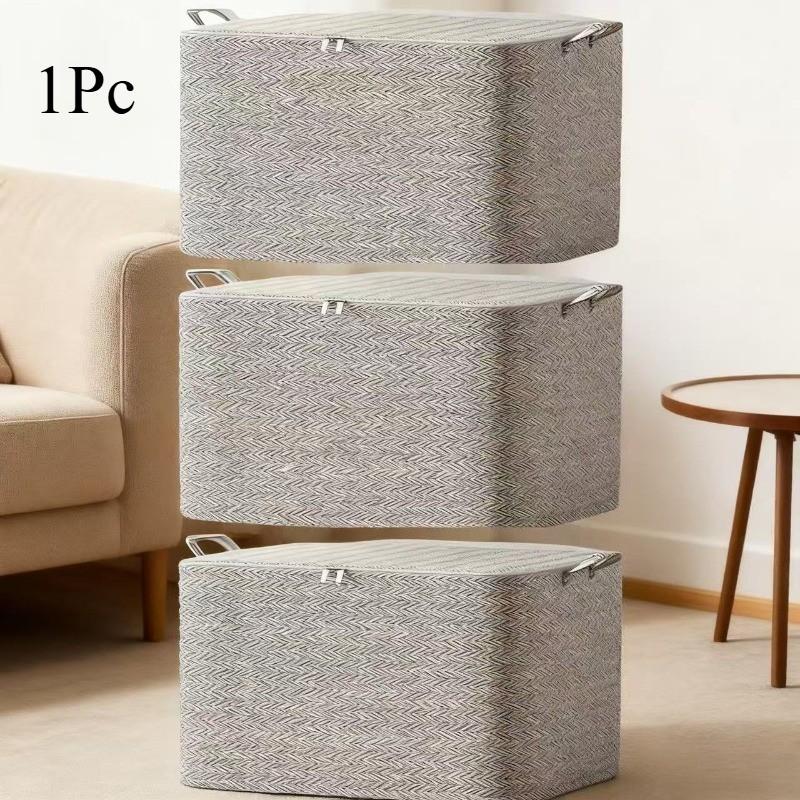 Extra Large Foldable Storage Box with Lid, Space-Saving Organizer for Home Moving, Durable Non-Woven Fabric, Stackable and Washable