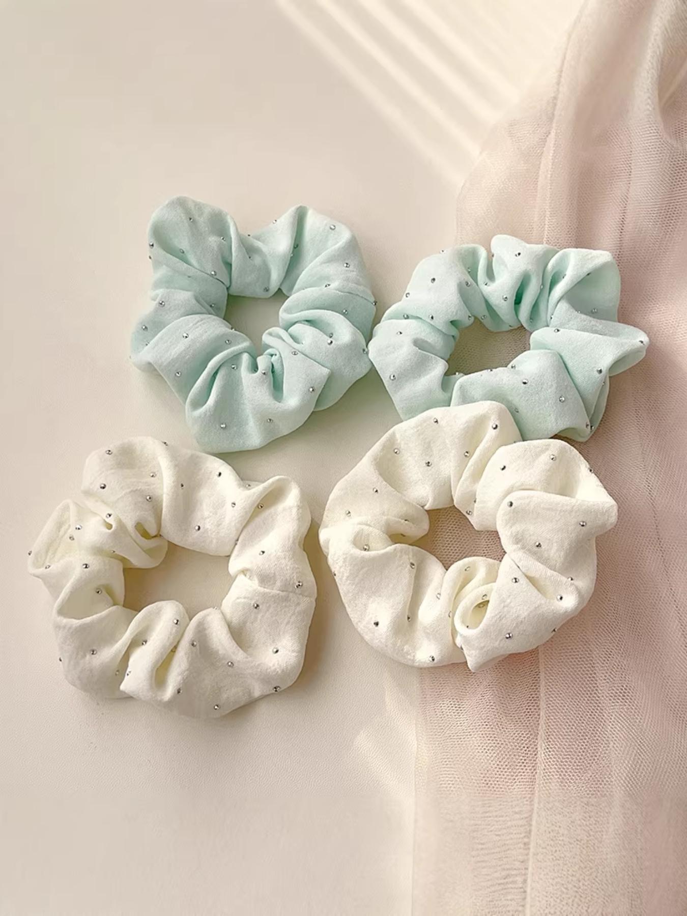 2-Pack Elegant Rhinestone Hair Ties, New Summer High-End Headbands, Simple Fabric Elastic Bands, Daily Commute Fashion Accessories