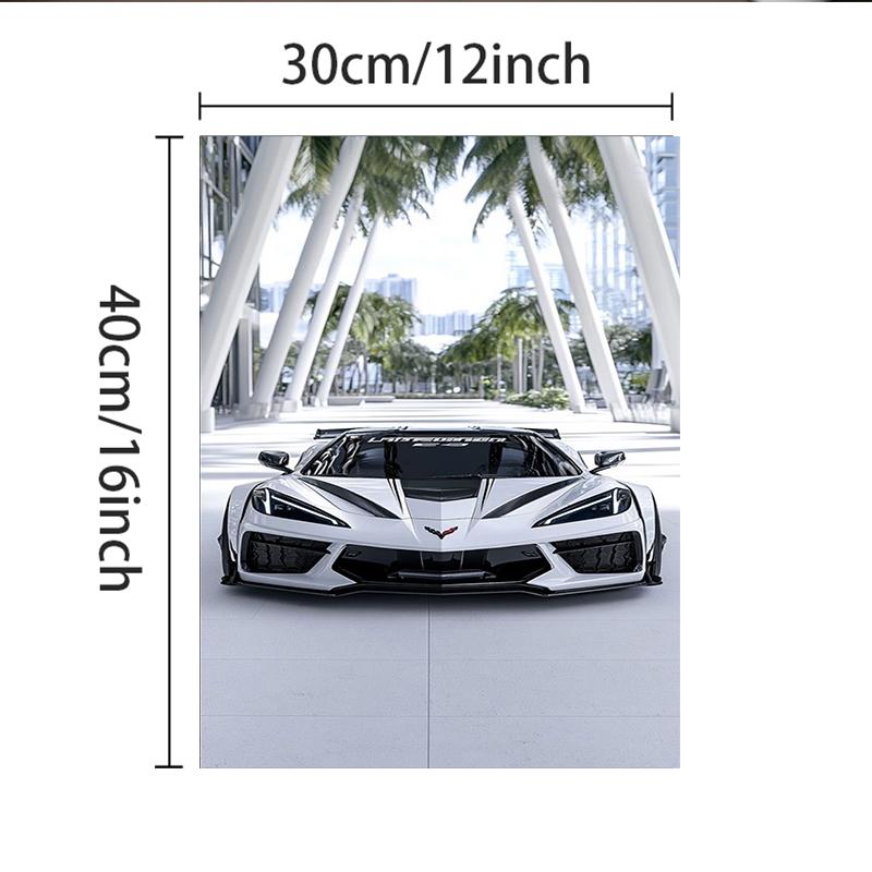 1 piece 2D flat design frameless canvas poster Corvette Supercar Poster Suitable for home decoration, living room, bedroom, office, restaurant, bar wall decoration, art pieces, perfect gifts and