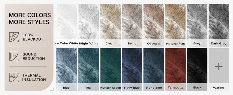 Inovaday 2pcs Blackout Curtains Linen Curtains for Living Room Bedroom Window Drapes Clip Rings/Rod Pocket Linen Black Out Curtains Thermal Insulated