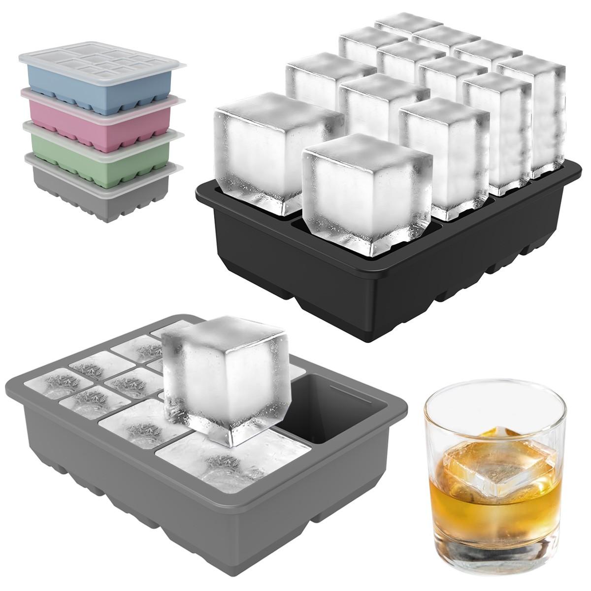 13-Compartment Ice Cube Tray with Lid, Silicone Mold, Reusable Freezer Box, Easy Release, DIY Whiskey Drink Ice Cubes