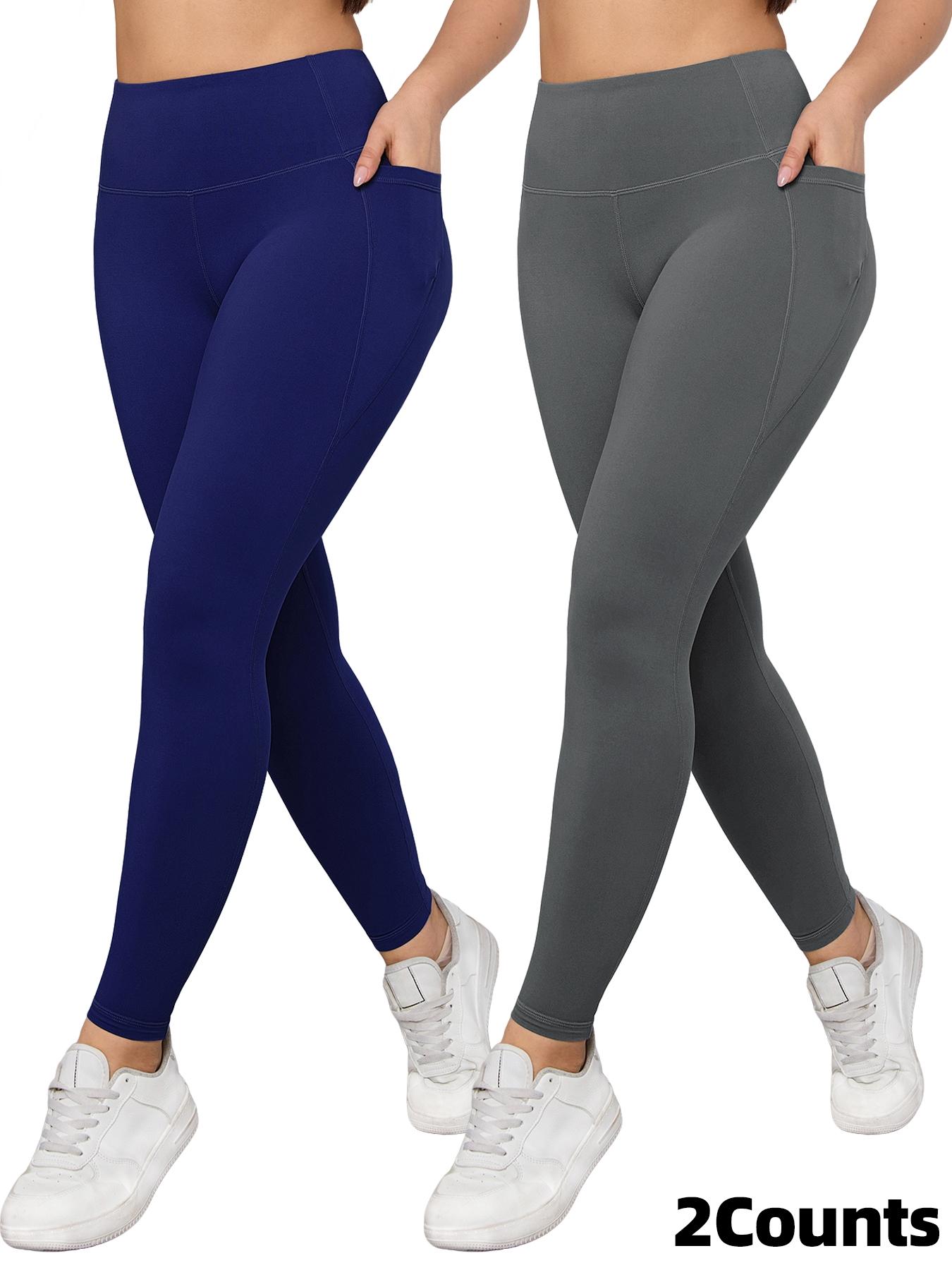 Women's Solid Color Side Pocket High Waist Sports Leggings, High Stretch Casual Comfortable Breathable Skinny Pants for Yoga Gym Workout Running, Ladies Sportswear for All Seasons, High Waisted Leggings