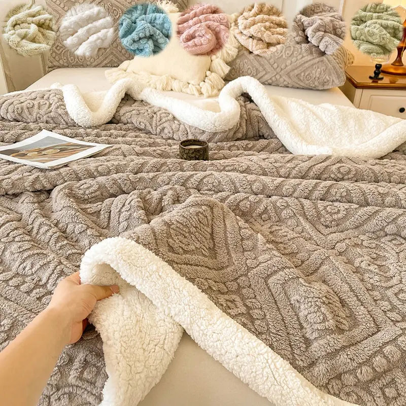Reversible Sherpa Throw Blanket, Super Soft Gray Plush Fleece with Embossed Floral Pattern and Cozy White Sherpa Backing, Thick Warm Fuzzy Blanket for Couch, Sofa, Bed, Bedroom, Living Room, Office and Dorm, Decorative Winter Gift for Family