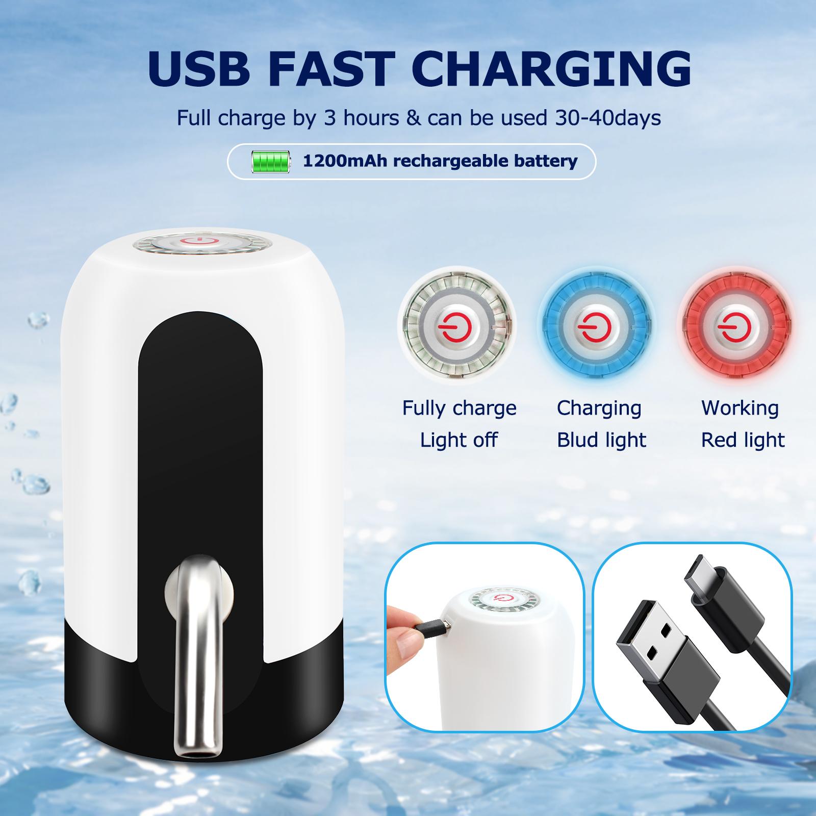 Water Dispenser for 5 Gallon Bottle - Rechargeable Water Pump for 5 Gal Jug, BPA-Free, Food Grade Silicone Hose, Stainless Steel Spout - 30-40 Days Battery Life, Easy One Switch Operation for Kitchen Outdoor Camping Office Water Dispenser for 5 Gallon Bottle - Rechargeable Water Pump for 5 Gal Jug, BPA-Free, Food Grade Silicone Hose, Stainless Steel Spout - 30-40 Days Battery Life, Easy One Switch Operation for Kitchen Outdoor Camping Office