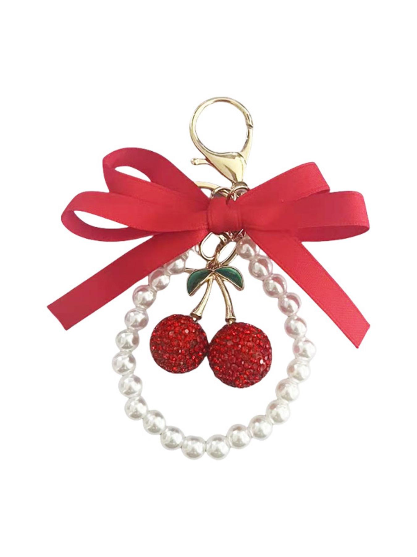 Cute Cherry Design Bag Charm, Fashionable Women's Purse Decoration, Stylish Keychain for Bags Gift Option, All Seasons Accessory