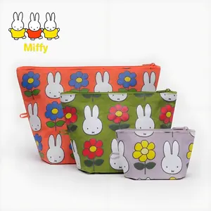 3Pcs Kawaii Miffy Rabbit Makeup Bag cute Cartoon Rabbit Print Multi-functional Portable Storage Bag and Toiletry Bag