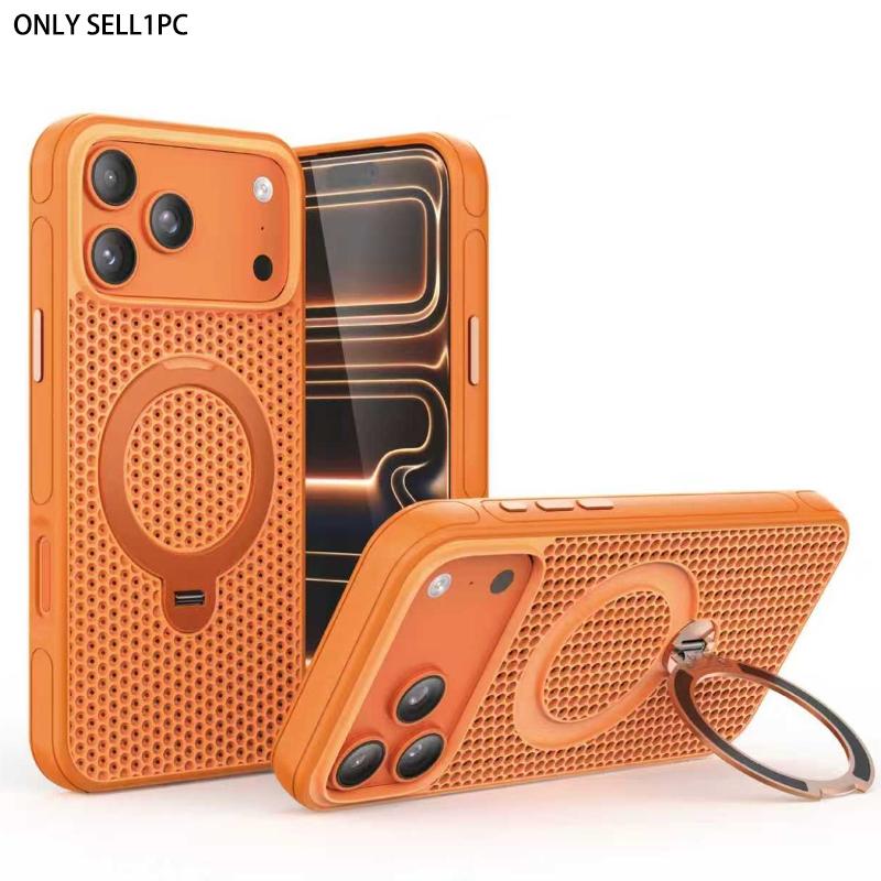 High quality breathable ice like honey shaped heat dissipation 360 degree rotating metal bracket magnetic suction shock-absorbing phone suitable for iPhone 17 16 15 14 13 12 11 Pro Max Plus Air independent metal buttons compatible with MagSafe wireless ch