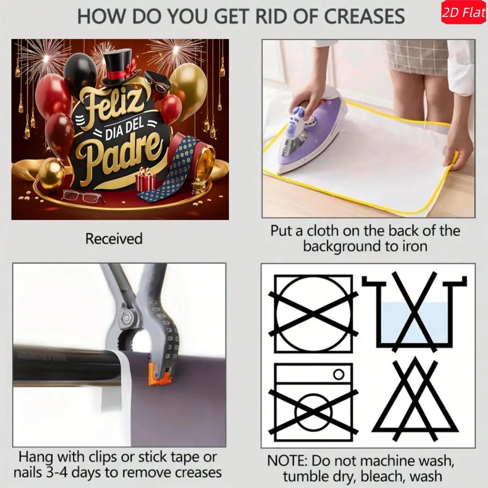 2D Polyester Father's Day Banner, Spanish Language Party Background, Gold Gentleman Style Photo Wall, Latin American Decor Hanging Cloth