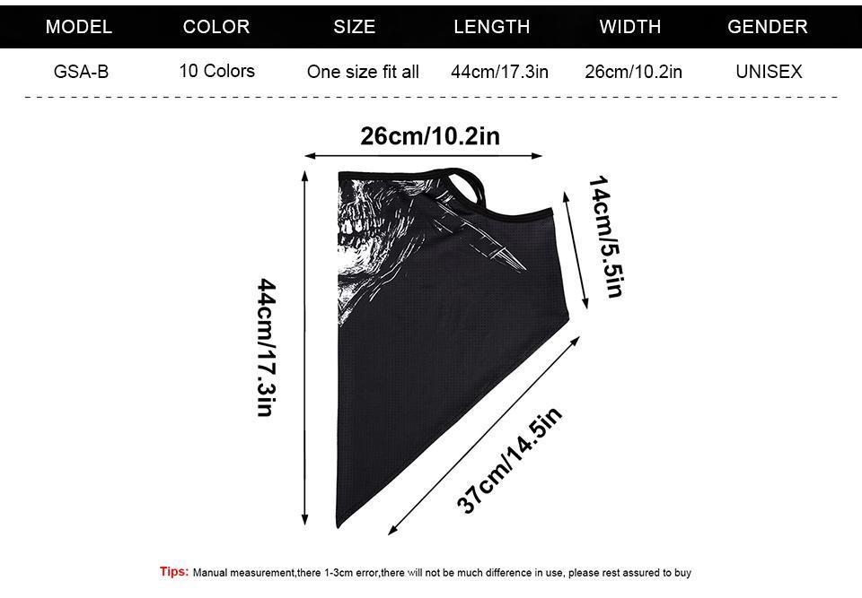 Summer Breathable Bandana Skull Printed Scarf Sun Protection Quick-drying Face Cover Reusable Mask Neck Gaiter Halloween Gift