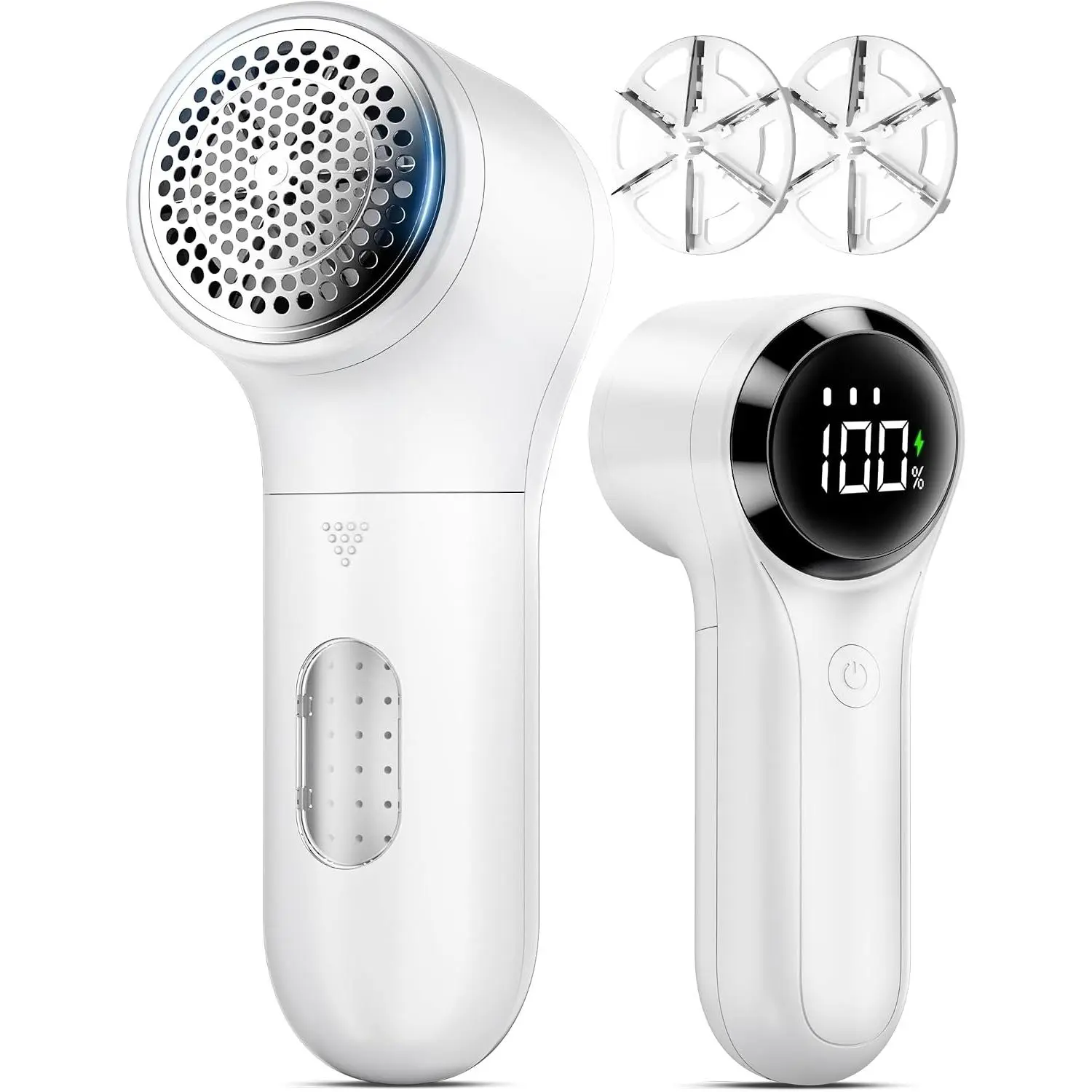 Fabric , Rechargeable Lint Remover, 3-Speed Electic Lint , 6- Sweater Shavers to Remove Pilling,   with LED Display for Furniture,Clothes, Upholstery, White