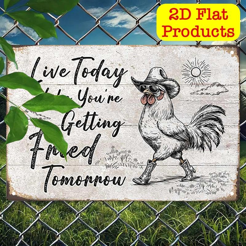 Funny Chicken Poster Aluminum Sign, Humorous Metal Wall Art Print, Vintage Style Aluminum Plaque, Decorative Poster, 20x30 Cm