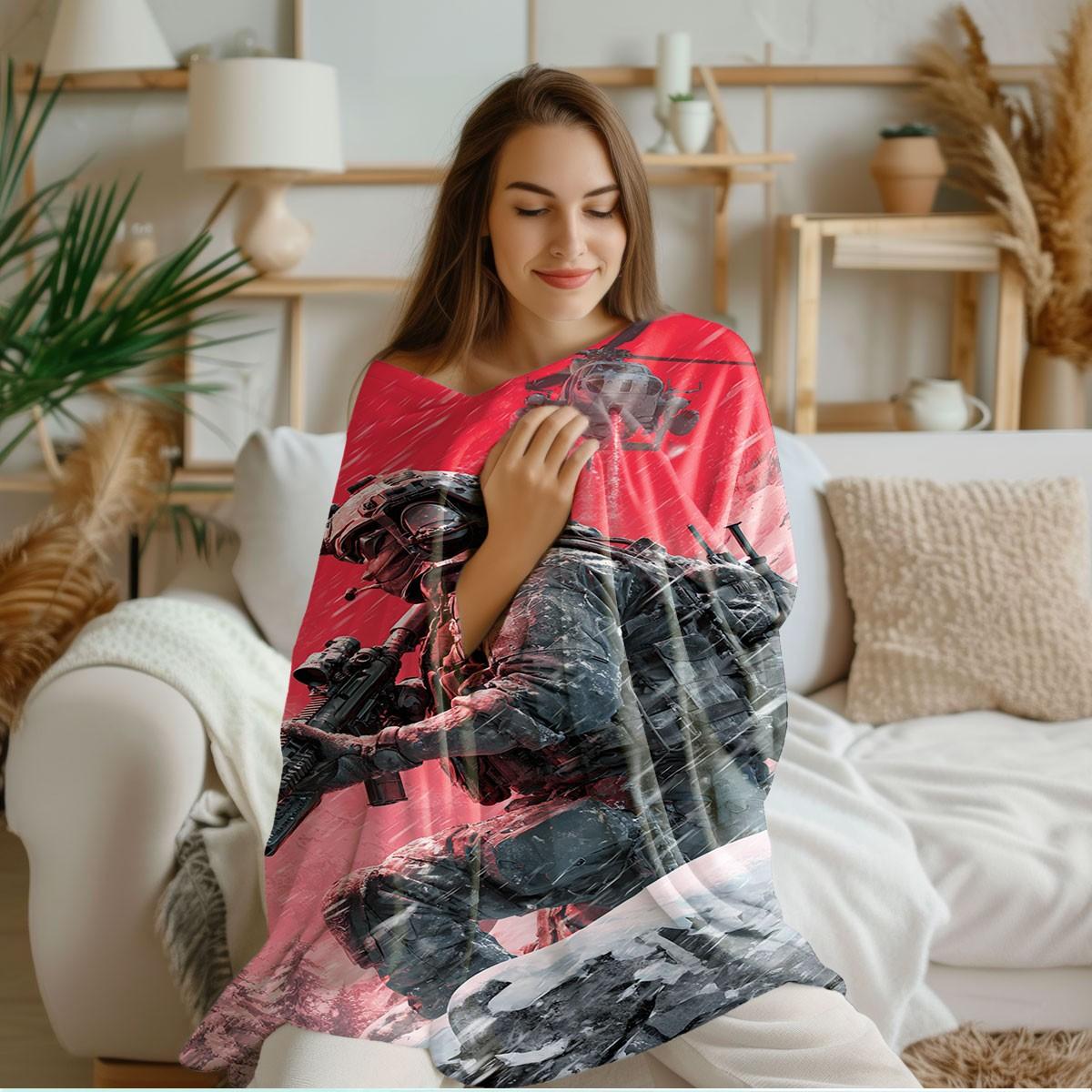 Soft Camouflage Fleece Blanket, Warm and Comfortable, Ideal for Bed, Sofa, Office, Camping, Travel, Gift