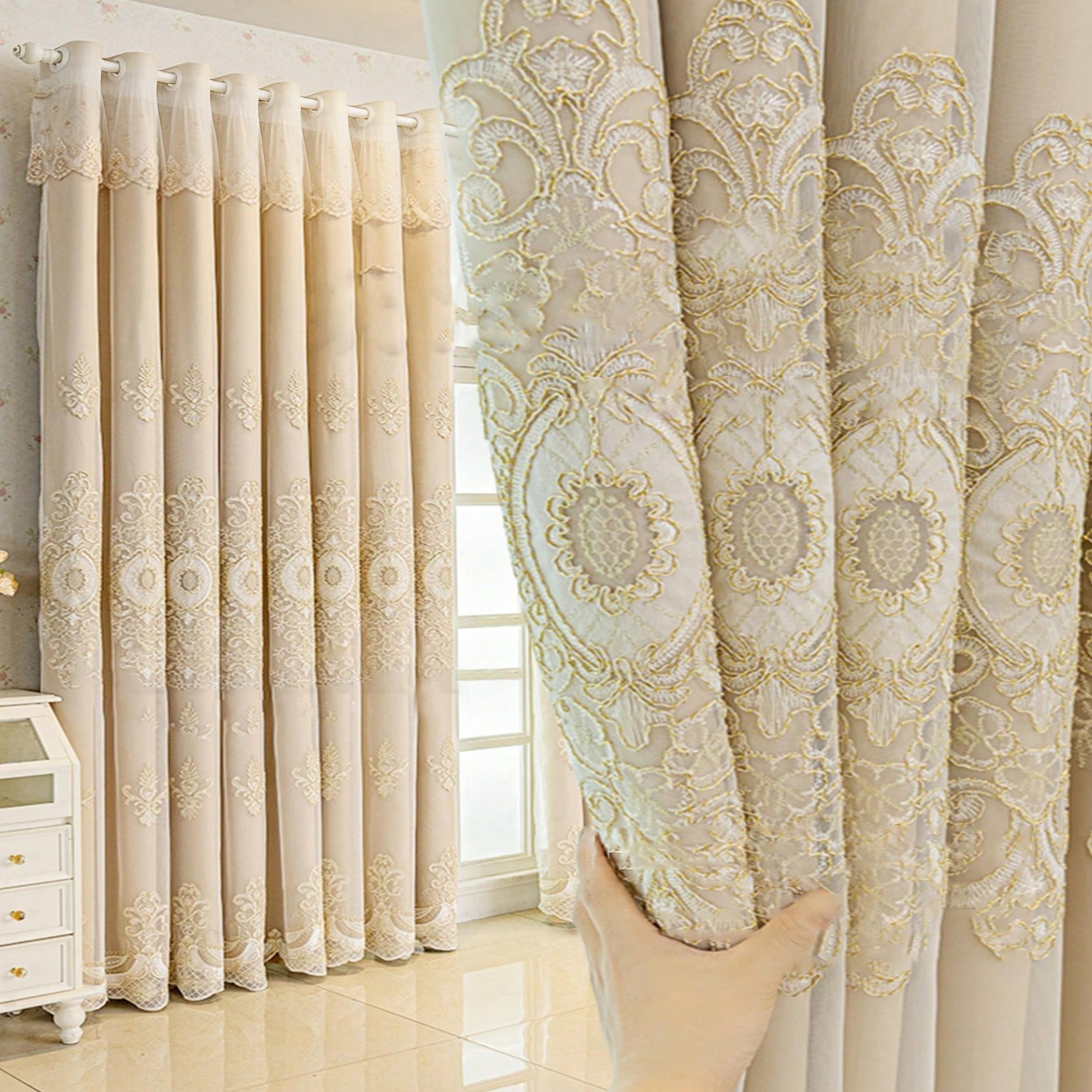 1pc European Luxury Double Layer Sheer Curtain, Princess Style, Light Blocking, Suitable for Kids Room, Living Room, Bedroom