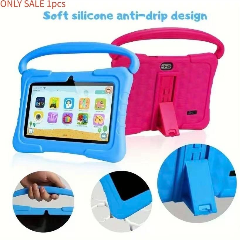 7-inch Android tablet with shockproof protective case, 1GB + 16GB, Wi-Fi, parental controls, dual cameras, Bluetooth tablet, educational, blue/pink, eye protection mode