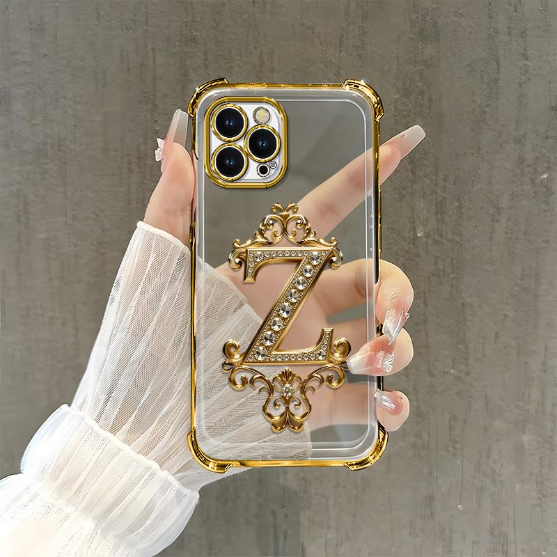 Suitable for [iPhone 12 Pro Max] high-end phone case🥰，Features a premium-look printed design—not actual 3D diamond studs，Choose from any of the 26 letters. YM99