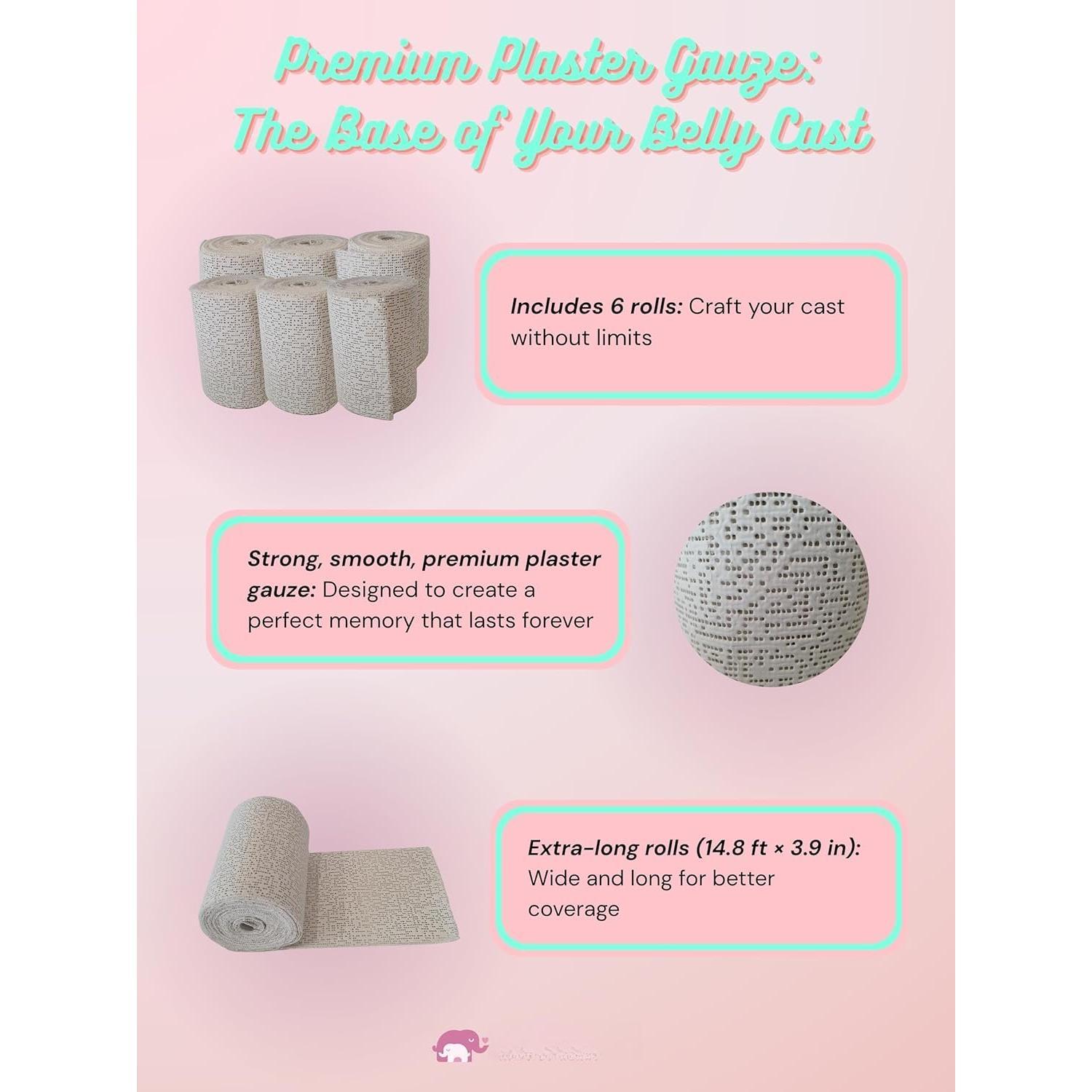 Casting Kit  - Easy DIY  Cast Plaster Kit with 6 Plaster Rolls & Accessories,  Bump Keepsake, Maternity  Cast,  Molding Kit,   for Expecting Moms