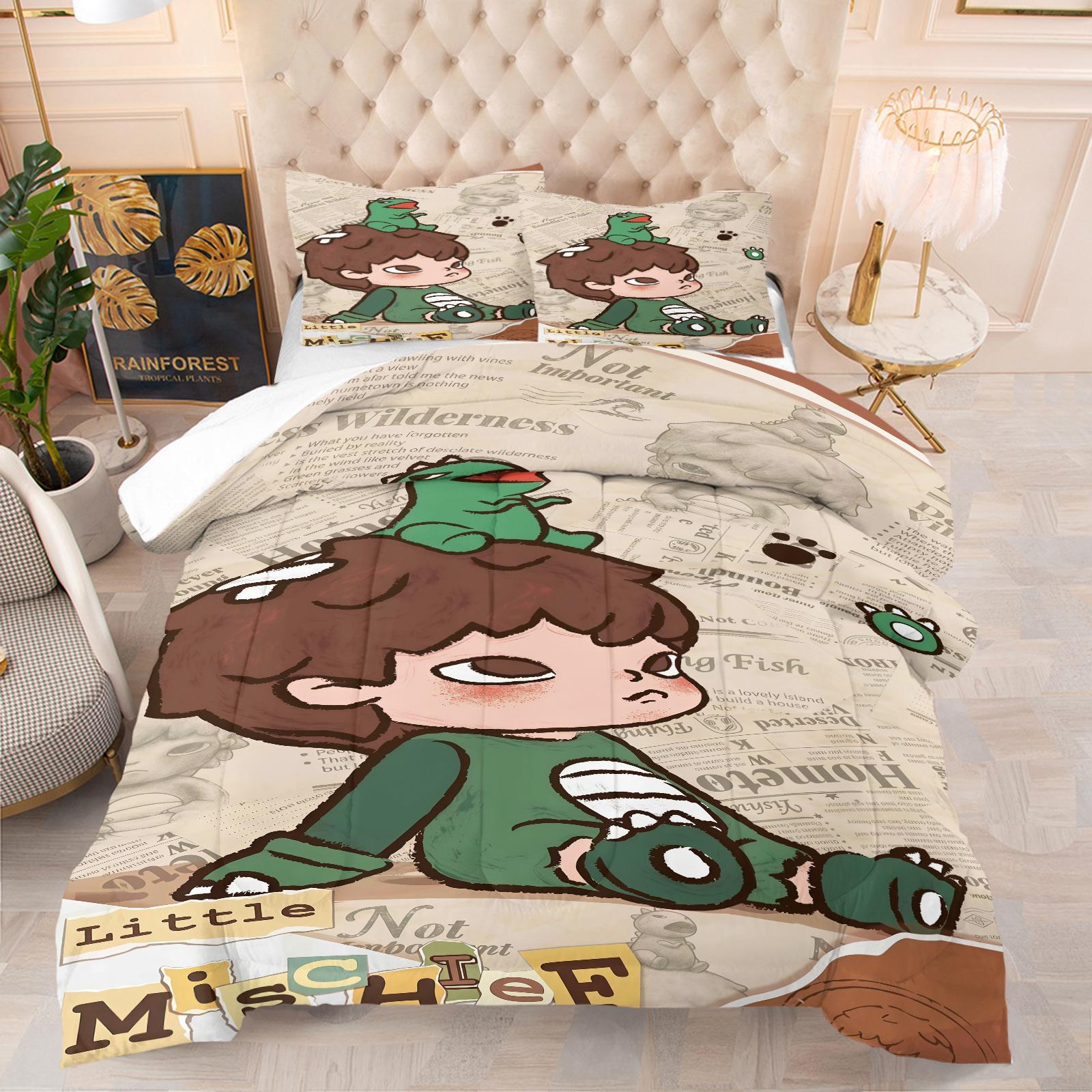 Hirono Pattern Soft Bedding Set, Includes 1 Blanket and 1 or 2 Pillowcases Without Pillows, Perfect Gift Option, Bedroom Bedding Set