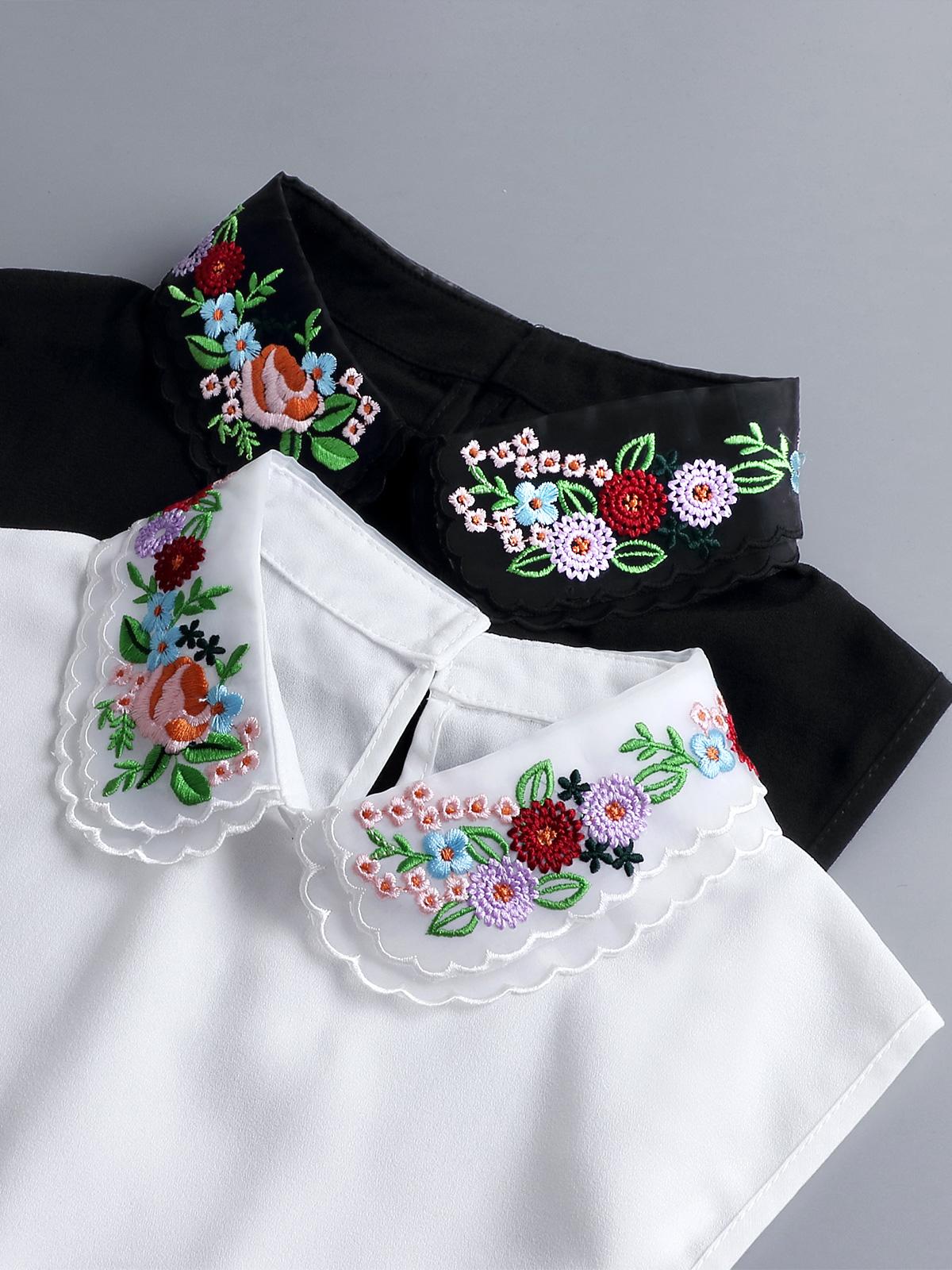 Embroidery Fakes Collar Women Cotton Detachable White Collar Dickey Half Shirts, Detachable White Collar One Size Can Be Paired With Various Jackets Suitable For Business, Gatherings, And Various Occasions Not Deformed And Easy To Clean